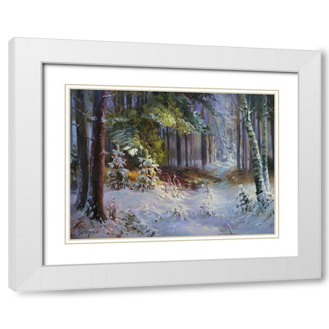 Freshly Fallen Snow White Modern Wood Framed Art Print with Double Matting by Rogozina, Svetlana