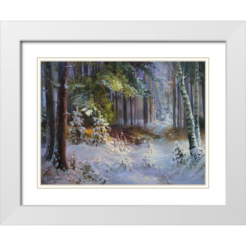 Freshly Fallen Snow White Modern Wood Framed Art Print with Double Matting by Rogozina, Svetlana