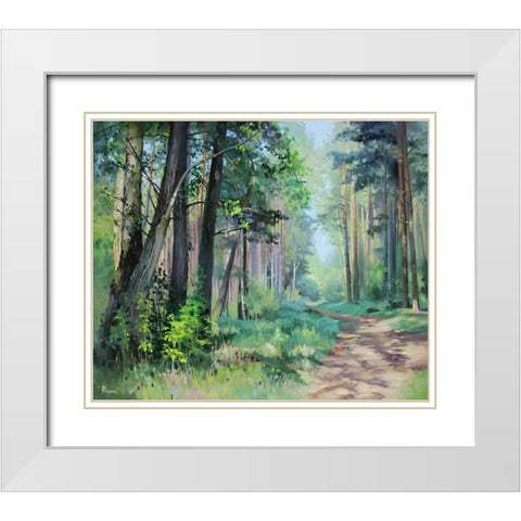 Summer in a pine Forest White Modern Wood Framed Art Print with Double Matting by Rogozina, Svetlana