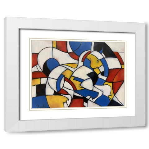 Pete Mondrians Horse White Modern Wood Framed Art Print with Double Matting by Singatullin, Marsel