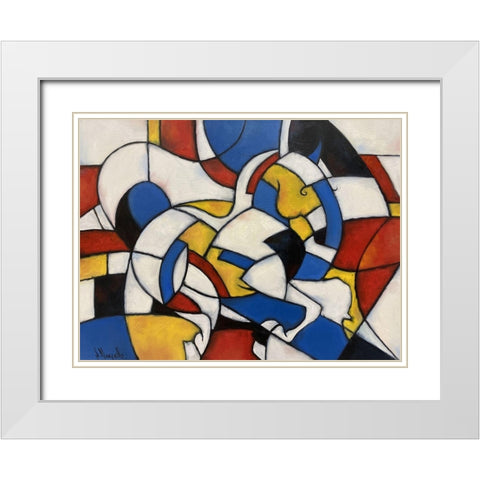 Pete Mondrians Horse White Modern Wood Framed Art Print with Double Matting by Singatullin, Marsel