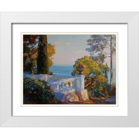 White Terrace by the Sea White Modern Wood Framed Art Print with Double Matting by Sviridov, Sergei