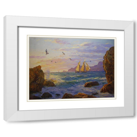 Rocky Coast IV White Modern Wood Framed Art Print with Double Matting by Sviridov, Sergei