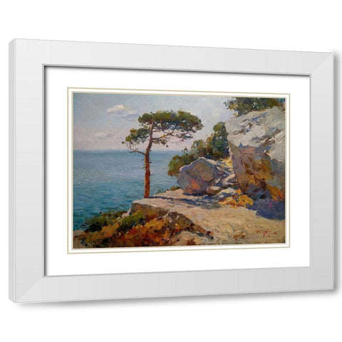 Rocky Coast V White Modern Wood Framed Art Print with Double Matting by Sviridov, Sergei