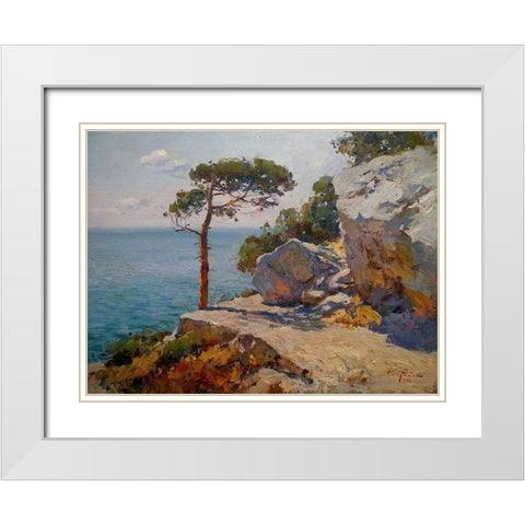 Rocky Coast V White Modern Wood Framed Art Print with Double Matting by Sviridov, Sergei