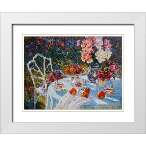 A Table in Garden VIII White Modern Wood Framed Art Print with Double Matting by Sviridov, Sergei
