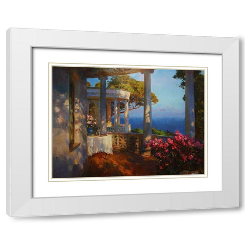 White House on the coast White Modern Wood Framed Art Print with Double Matting by Sviridov, Sergei
