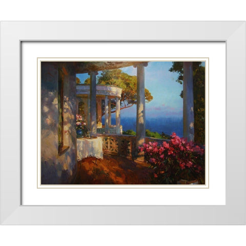 White House on the coast White Modern Wood Framed Art Print with Double Matting by Sviridov, Sergei