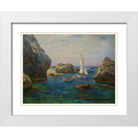 Rocky Coast XX White Modern Wood Framed Art Print with Double Matting by Sviridov, Sergei