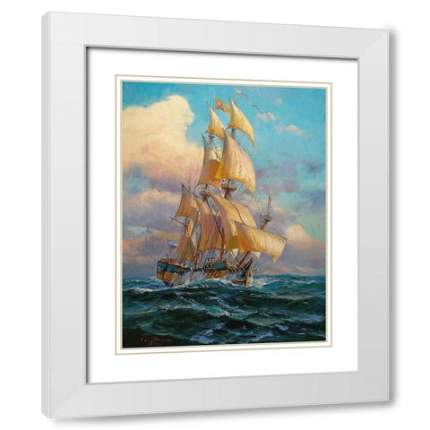 Sailing Boat I White Modern Wood Framed Art Print with Double Matting by Sviridov, Sergei