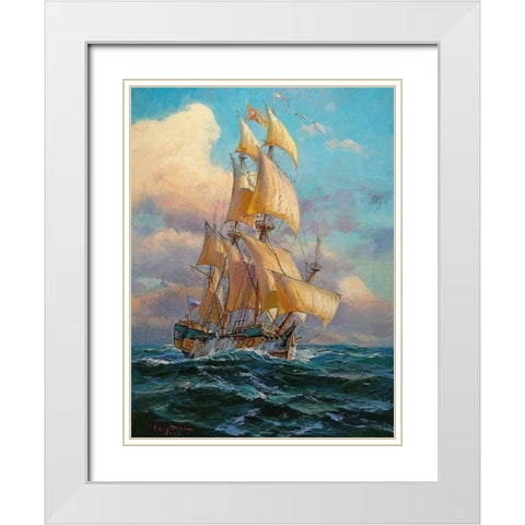 Sailing Boat I White Modern Wood Framed Art Print with Double Matting by Sviridov, Sergei