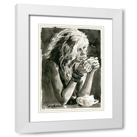 Angelic Look White Modern Wood Framed Art Print with Double Matting by Tashe