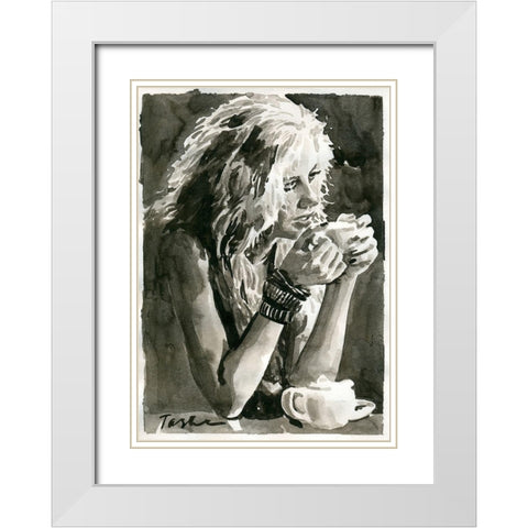 Angelic Look White Modern Wood Framed Art Print with Double Matting by Tashe