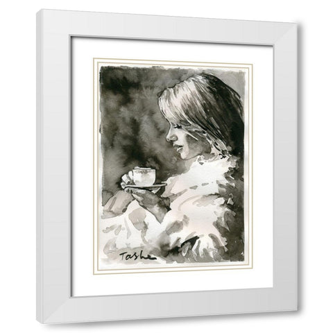 Hope White Modern Wood Framed Art Print with Double Matting by Tashe