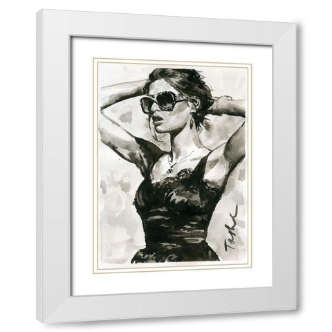 Fashionista White Modern Wood Framed Art Print with Double Matting by Tashe