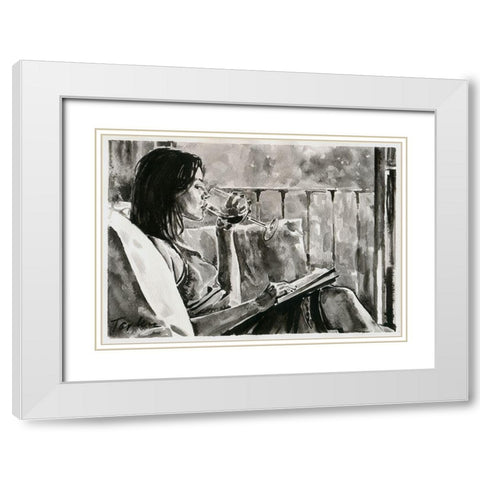 Good Evening White Modern Wood Framed Art Print with Double Matting by Tashe