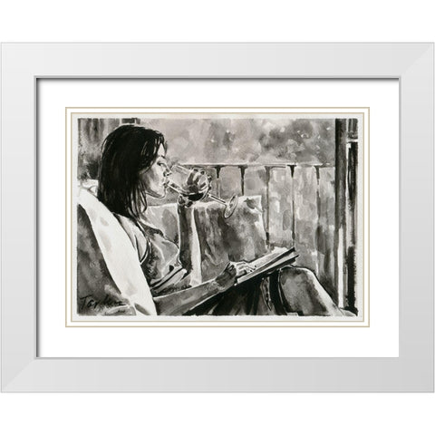 Good Evening White Modern Wood Framed Art Print with Double Matting by Tashe