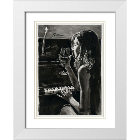 Romanitc Evening with Candles White Modern Wood Framed Art Print with Double Matting by Tashe