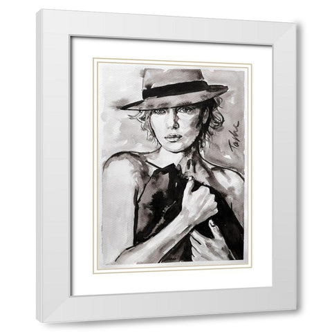 Prettiest Girl White Modern Wood Framed Art Print with Double Matting by Tashe