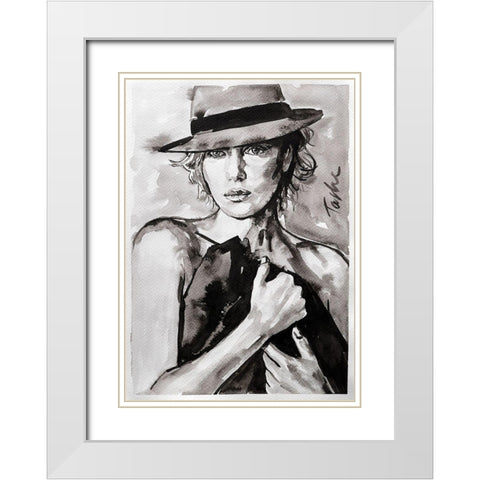 Prettiest Girl White Modern Wood Framed Art Print with Double Matting by Tashe