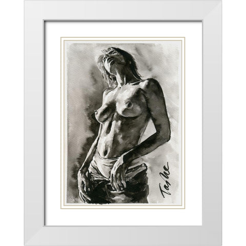 Undressing White Modern Wood Framed Art Print with Double Matting by Tashe