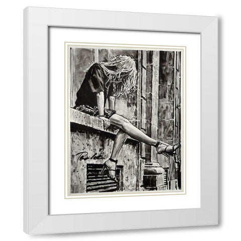 Just Happy White Modern Wood Framed Art Print with Double Matting by Tashe