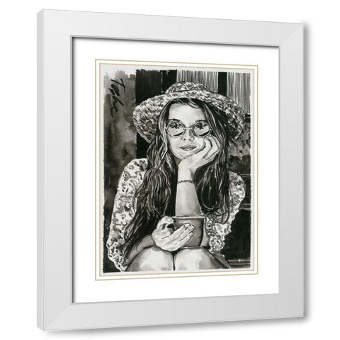 Summer Time White Modern Wood Framed Art Print with Double Matting by Tashe