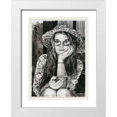 Summer Time White Modern Wood Framed Art Print with Double Matting by Tashe