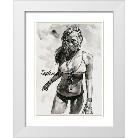 Just Happy White Modern Wood Framed Art Print with Double Matting by Tashe