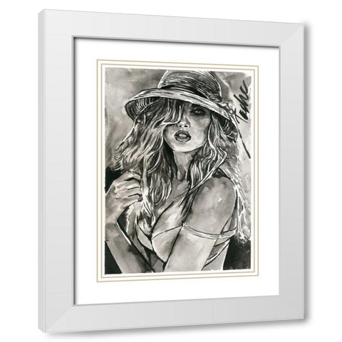 Sunkissed Girl White Modern Wood Framed Art Print with Double Matting by Tashe