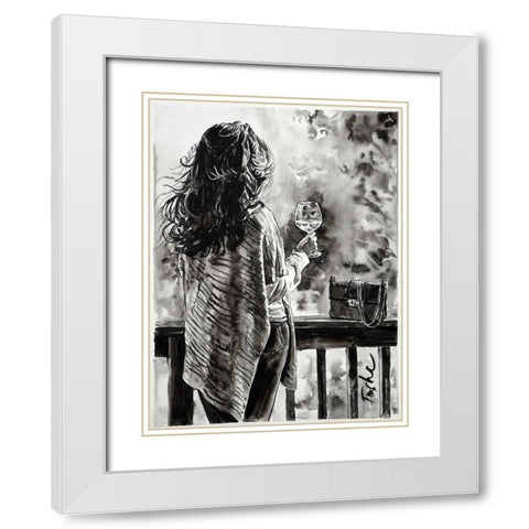 Evening With Friends White Modern Wood Framed Art Print with Double Matting by Tashe