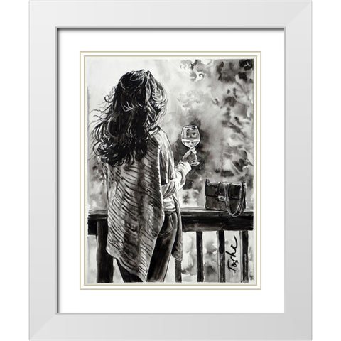 Evening With Friends White Modern Wood Framed Art Print with Double Matting by Tashe