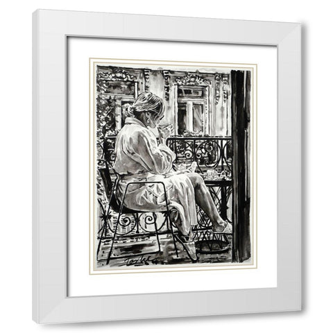 Weekend in Paris White Modern Wood Framed Art Print with Double Matting by Tashe