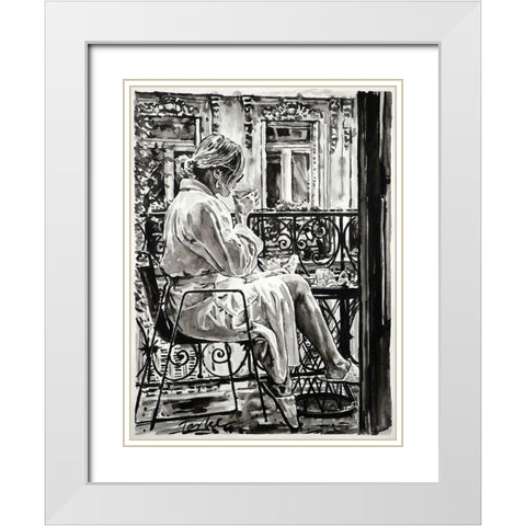 Weekend in Paris White Modern Wood Framed Art Print with Double Matting by Tashe