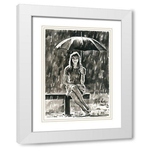 Rainy Days White Modern Wood Framed Art Print with Double Matting by Tashe