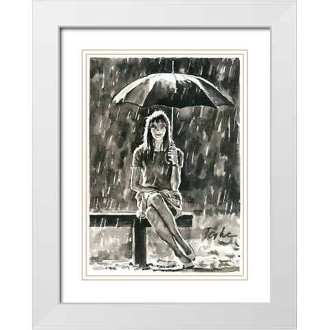 Rainy Days White Modern Wood Framed Art Print with Double Matting by Tashe