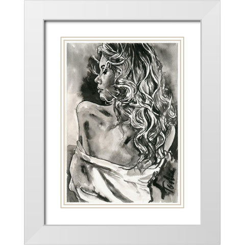 Moonshine White Modern Wood Framed Art Print with Double Matting by Tashe