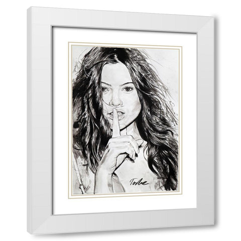 Silence White Modern Wood Framed Art Print with Double Matting by Tashe