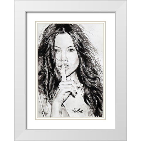 Silence White Modern Wood Framed Art Print with Double Matting by Tashe