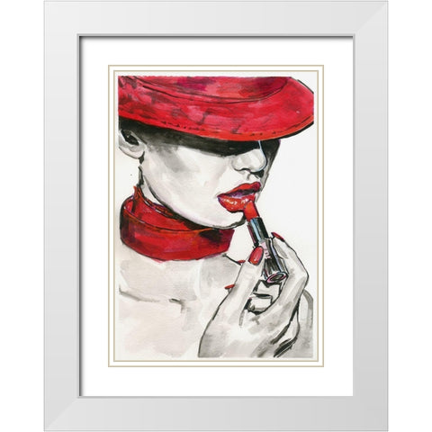 Ready for Kiss White Modern Wood Framed Art Print with Double Matting by Tashe
