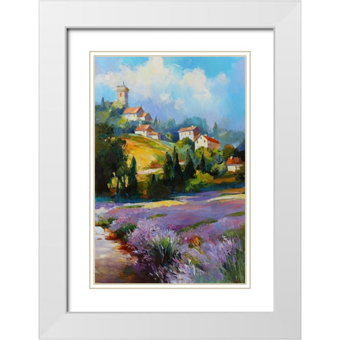 Color Pulses White Modern Wood Framed Art Print with Double Matting by Bond