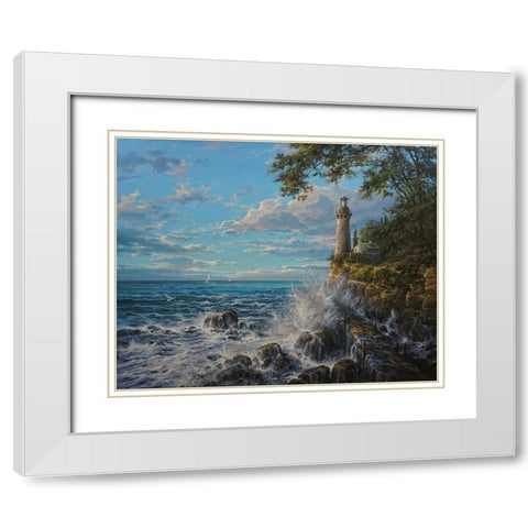 Namelss Lighthouse White Modern Wood Framed Art Print with Double Matting by Yushkevich, Viktor
