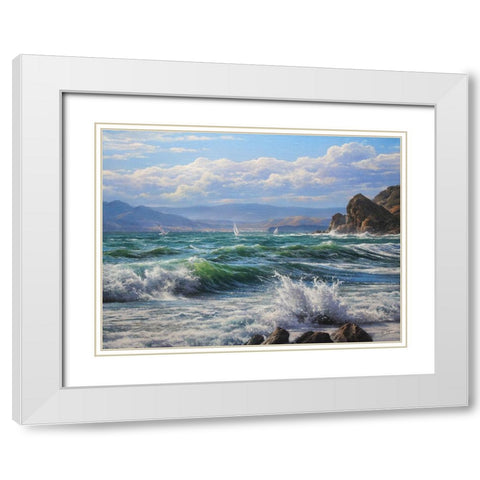 Sea Coast White Modern Wood Framed Art Print with Double Matting by Yushkevich, Viktor