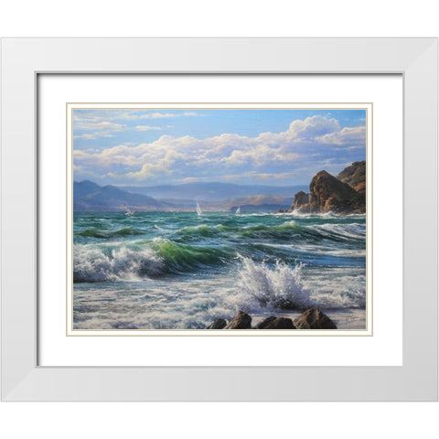 Sea Coast White Modern Wood Framed Art Print with Double Matting by Yushkevich, Viktor