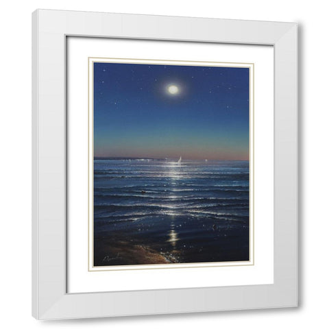 Night on the Sea White Modern Wood Framed Art Print with Double Matting by Yushkevich, Viktor
