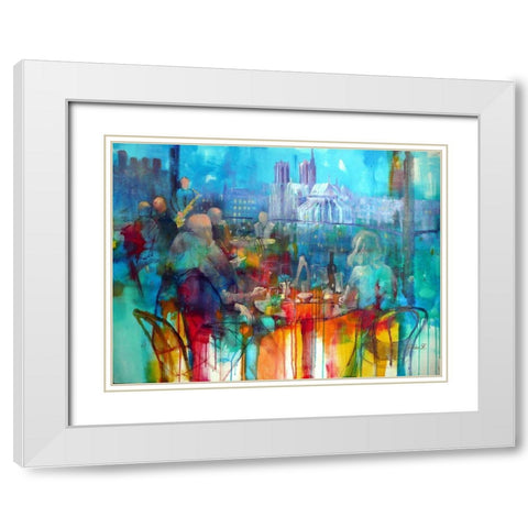 Bonsoir Mademoiselle Paris White Modern Wood Framed Art Print with Double Matting by Zakrynycny, Viktor