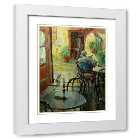 Athens, Melina Cafe White Modern Wood Framed Art Print with Double Matting by Zakrynycny, Viktor