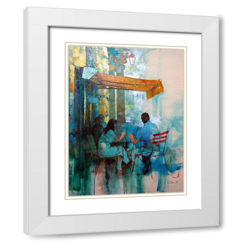 Blue Shaddows White Modern Wood Framed Art Print with Double Matting by Zakrynycny, Viktor