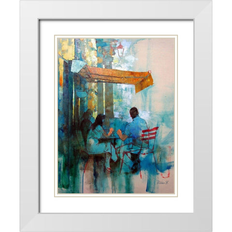 Blue Shaddows White Modern Wood Framed Art Print with Double Matting by Zakrynycny, Viktor