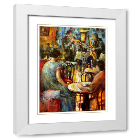 Jazz Evening White Modern Wood Framed Art Print with Double Matting by Zakrynycny, Viktor